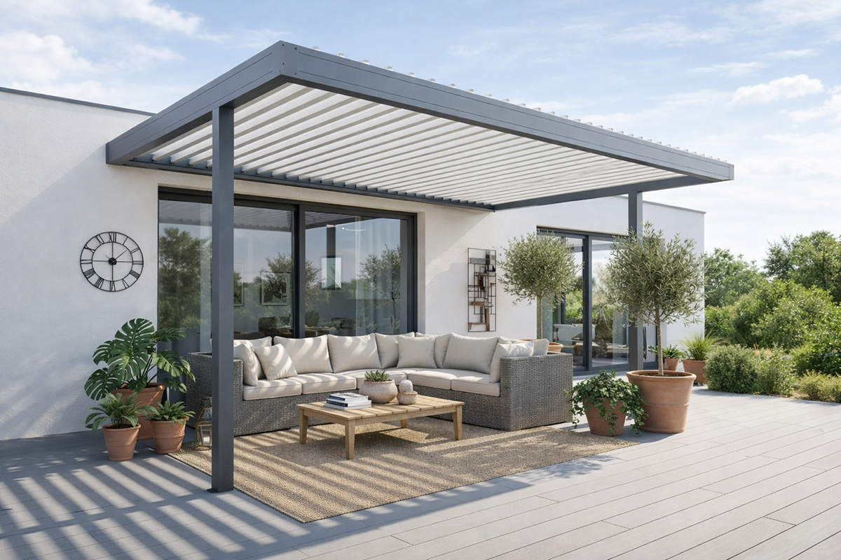 pergola aluminium bioclimatique AGATE Perpendiculaire